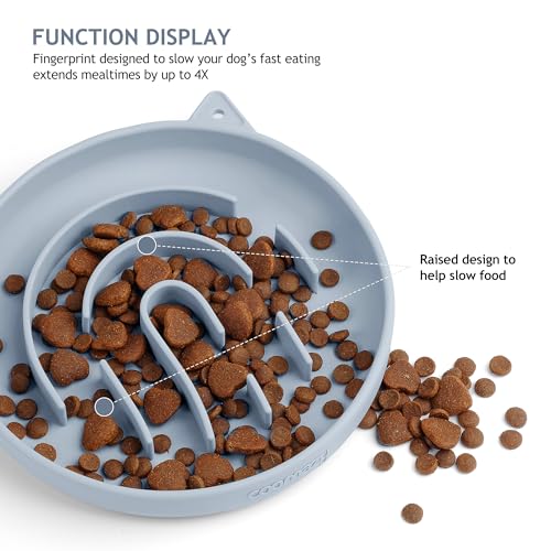 Coomazy Slow Feeder Cat Bowl Silicone Pet Puzzle Feeder for Slow Eating - color: Light Blue