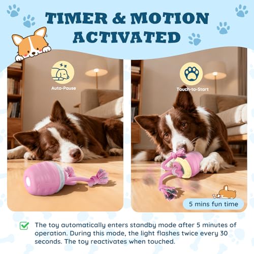 Interactive Dog Toys - Motion Activated Balls for Medium/Large Dogs, Automatic Moving Dogs Toy for Boredom, Interactive Dog Ball to Keep Them Busy(Light Pink) - color: Light Pink
