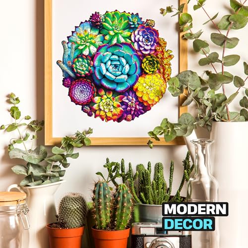 ESC WELT Wooden Succulent Puzzle 500 Pieces - Captivating Mind Entertainment for Teens and Adults - Fun and Environmentally Friendly Toy - Challenging Jigsaw Game - Wooden Puzzle - color: Succulent, size: 500