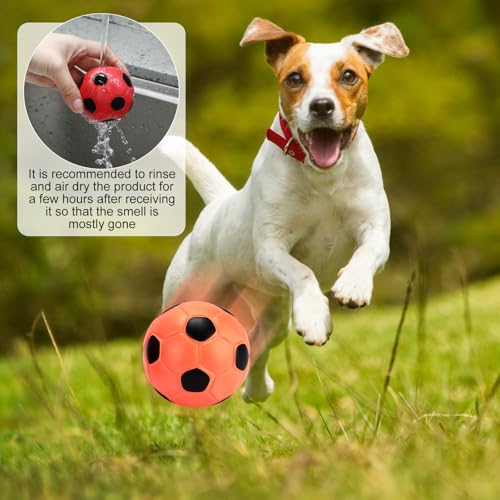 Sumind 9 Pcs Latex Squeaky Dog Toys 2.76 inch Soccer Ball Interactive Fetch Toys Soft Football Puppy Chew Balls for Small Medium and Large Dogs(Orange, Red, Purple) - color: Orange, Red, Purple