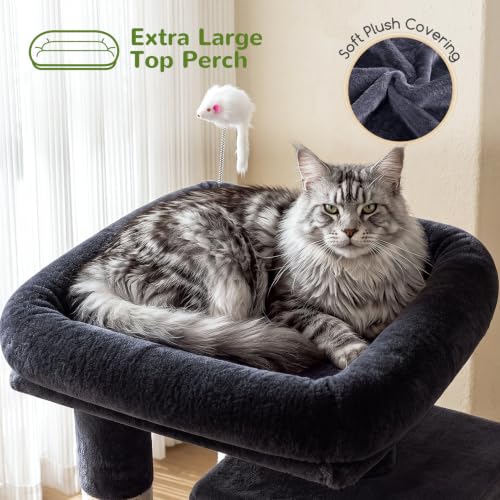 Globlazer Cat Tree Tower for Indoor Cats Large Adult, FC50, Dark Grey - color: Dark Grey, size: XL