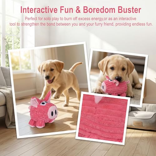 Squeaky Plush Pig Toy for Small/Medium Dogs, Chew & Boredom Relief - color: Pink Pig
