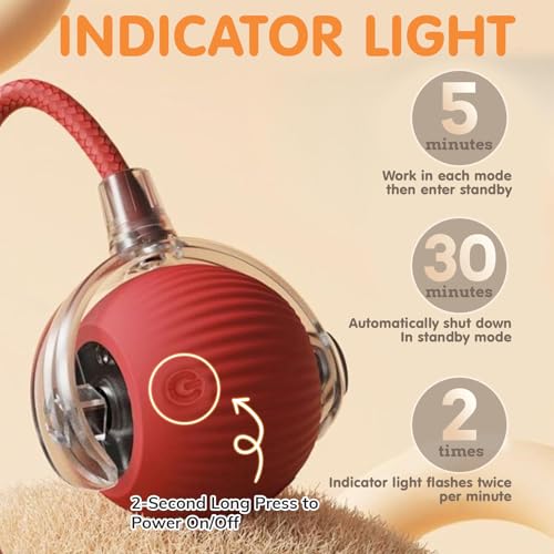 Rocfish Interactive Cat Toys for Indoor Cats, Automatic Cat Ball Toy - color: red01, size: 01
