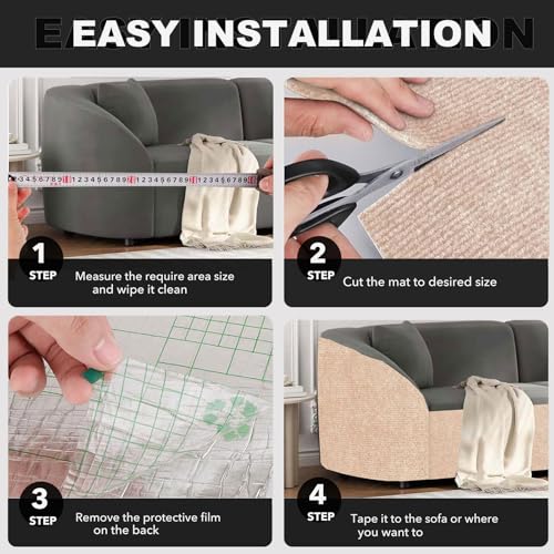Self-Adhesive Cat Scratching Mat, Couch Protector from Cat Claws, Beige - color: Beige, size: 78.7"X15.8"