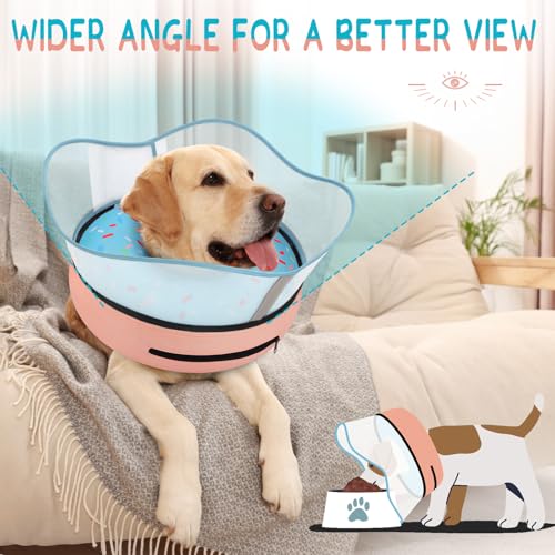 Supet Raised Inflatable Dog Cone Collar to Stop Licking, Soft Dog Cone Alternative After Surgery, Doggie Neck Donut Collar for Small Medium Large Dogs - color: Donut Light Blue, size: XXL(Neck 18.5"-23.5")