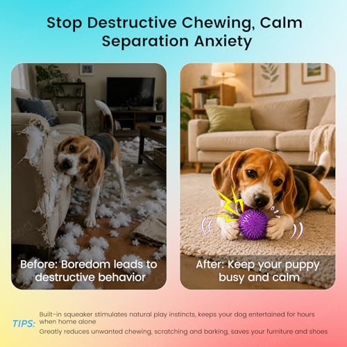 2.5" Squeaky Spiky Dog Balls, 6 Pack Teething Chew Toys for Small Dogs - color: Multi-colored, size: Small（6Pack）