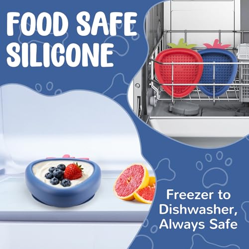 Freeze Dog Lick Bowl, Animire Non-Slip Slow Feeder Lick Mat for Dogs, Silicone Dog Enrichment Bowl for Distraction Anxiety Relief Boredom, BPA Free, Dishwasher Safe(Dark Blue,S) - color: B- Dark blue, size: S