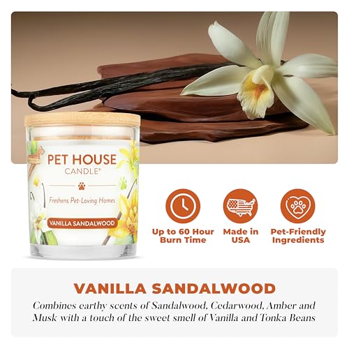 Vanilla Sandalwood Candle Pet Friendly Plant-Based Wax, Pet House - color: Vanilla Sandalwood, size: Pack of 1