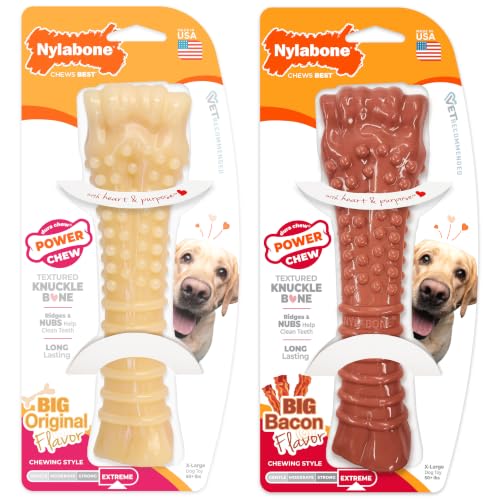 Nylabone Power Chew Textured Knuckle Bone Dog Chew Toys, X-Large, 2 Count - size: X-Large