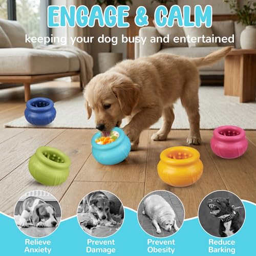 Wobbly Dog Enrichment Lick Toy, Stuffable Frozen Lick Bowl to Keep Dogs Busy, Long-Lasting Interactive Treat Dispensing Dog Toy, Silicone Fetch Catch Chew Toy(Teal,L) - color: Teal, size: L