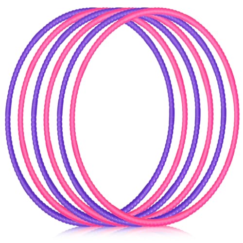 Halloscume 6 Pcs Toy Hoops 28 Inch Detachable Fitness,Rose Red, Purple - color: Rose Red, Purple