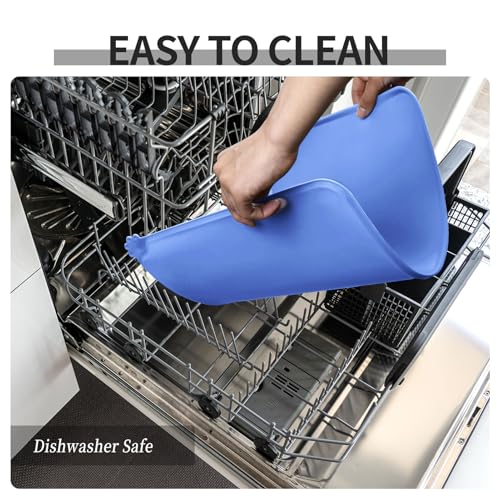 Reopet Silicone Pet Feeding Mat - Waterproof & Non-Slip Dog Cat Placemat - color: Blue, size: 24" x 16"