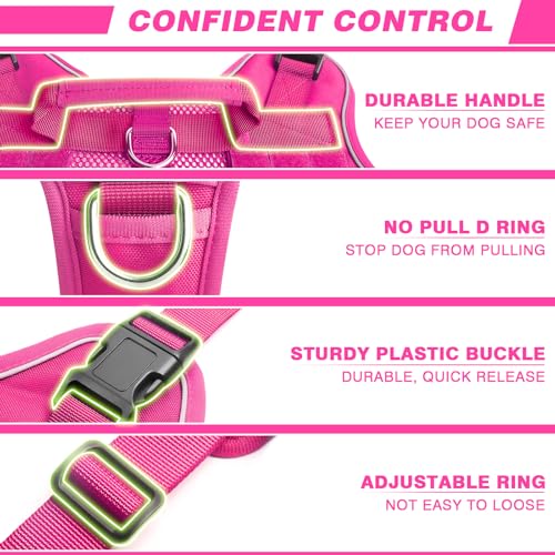 WINSEE Service Dog in Training Mesh Harness with 10 Removale Pet Patches - color: Pink, size: Medium