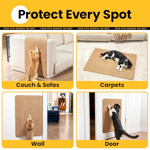 Conlun Cat Scratching Pad, 27.5x35.4in Sisal Mat Couch Protector - color: Brown, size: 1 Pack-XL (35.4'' X 27.5")