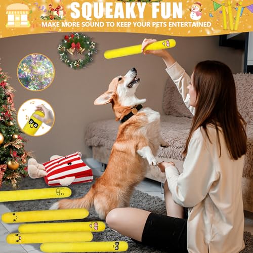 YZHDUXIU Dog Squeak Toys 5 Pack Christmas French Fry Plush Chew Small Dogs - color: Red French Fry
