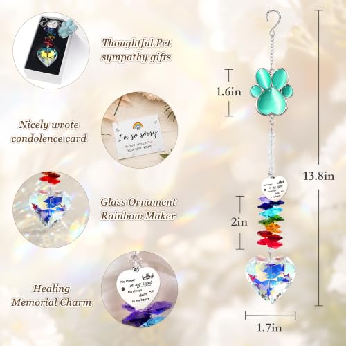Pet Memorial Gifts for Dogs, Pet Sympathy, Dog Memorial Suncatcher - color: Blue Cat Paw
