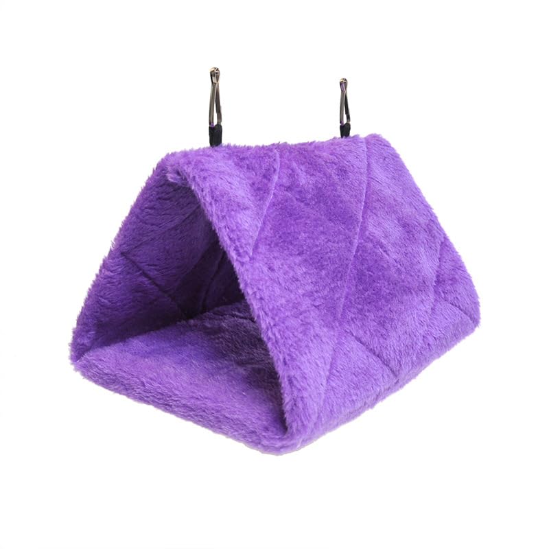 2 Pack Warm Bird Nest House Bed Hanging Hammock Toy Sleeping Bed Plush Hanging Snuggle Cave Happy Hut for Pet Parrot Parakeet Cockatiel Conure Cockatoo African Grey Macaw(Purple) - color: Purple