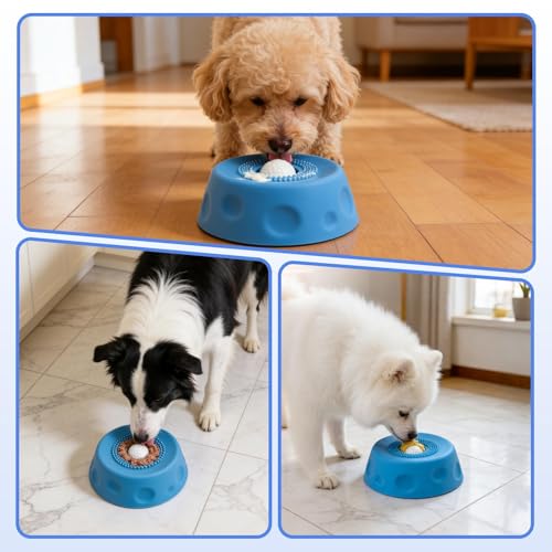 H&H Pets Dog Lick Bowl with Built-in Ball for Liquid Treats – Interactive Dog Feeding Bowl with Rolling Ball, Anti-Spill, Enrichment Lick Toy for All Breeds & Puppy