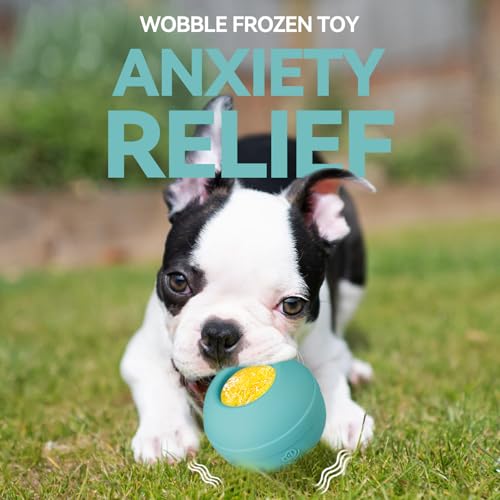 Long-Lasting Interactive Dog Lick Toy, Stuffable Dog Enrichment to Keep Dogs Busy, Wobbly Treat Dispensing Freezable Chew Toys, Food-Grade Safe (Teal Blue,S) - color: Teal Blue, size: S