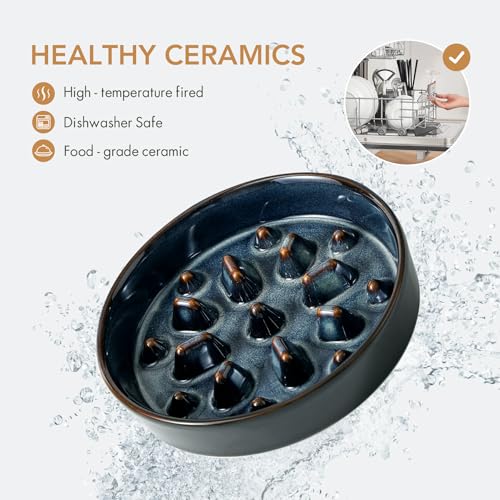 Havniva Raised Slow Feeder Dog Bowls, Elevated Dog Bowls Slow Feeder Set - color: 2 x Starry Sky + Stand - C, size: L- 8.2inch / 1.6 Cups