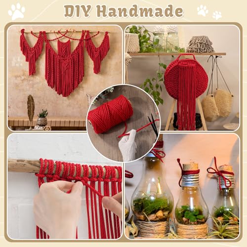Natural Sisal Cat Rope for Posts, 1/4in ×164ft, Red - color: Red, size: 1/4in ×164ft
