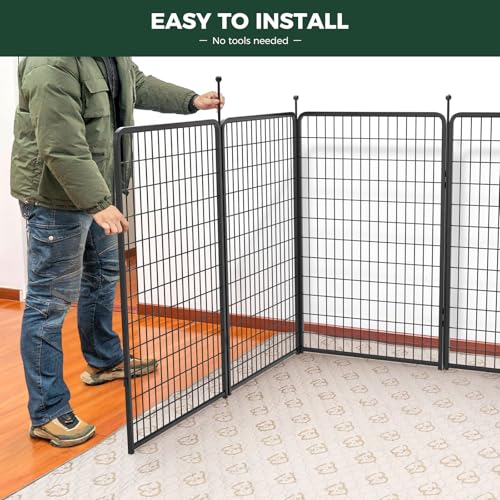 FXW Rollick Dog Playpen, Indoor, Yard & RV Camping, 50" H, 16 Panels - color: Black, size: 50"H