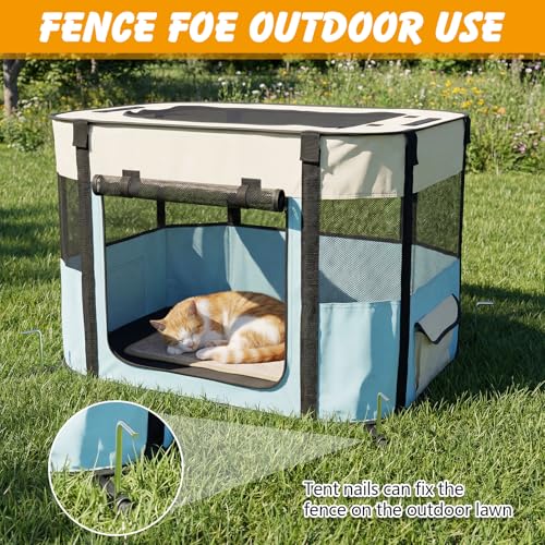 Portable Cat Playpen, Foldable Pet Tent with Carry Bag, 32 x 24 x 22 in - style: 32 x 24 x 22 inch
