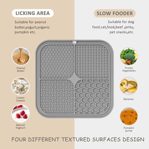 ChefAide 2 Pack Lick Mat for Dogs, Cats & Puppies with Suction Cups - color: Gray & Beige