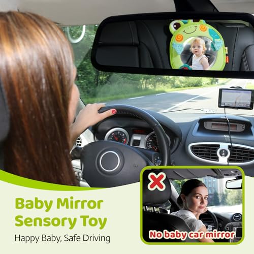 Jollybaby Car Seat Rear Facing Mirror Hanging Toy for Baby Road Trip - Frog