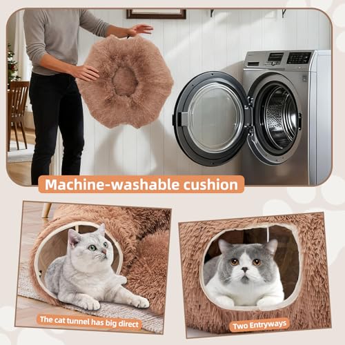 Cat Tunnels for Indoor Cats, Donut Tunnel Toys for Cats - Brown - color: Coffee