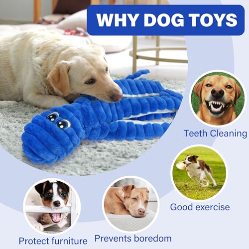 PrimePets Squeaky Dog Toys for Large Dogs, 27" Extra Large Octopus Dog Toy - color: Blue