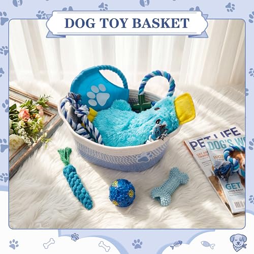 Zopeal Dog Toy Gift Basket Set for Puppy Birthday, Blue - color: Blue