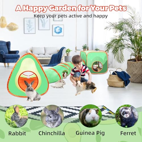 YUEPET Rabbit Tunnel & Cube Tent, Bunny Hideout, Guinea Pig Tunnel, Avocado - color: Avocado