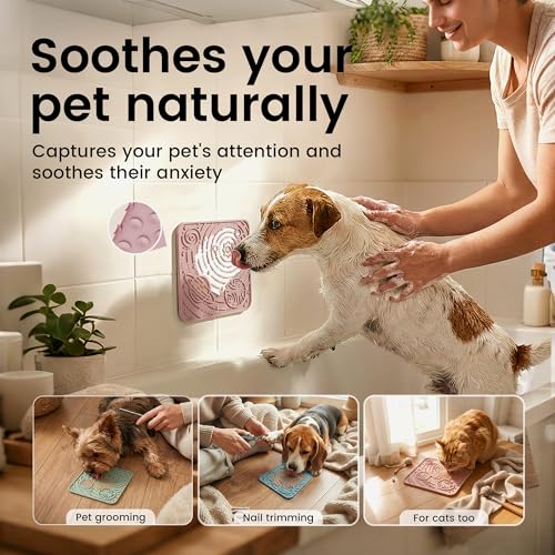 OHMO Lick Mat for Dogs&Cats, Space Pattern, Small, 2pcs, Brick Red&Coral - color: Mars&Coral, size: 5.9"L x 5.9"W