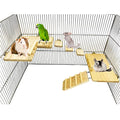 Wooden Platform with Ladder, Pet Activity Structure, Bird, Chinchilla, Guinea Pig, Hamster, Rat Cage Accessories