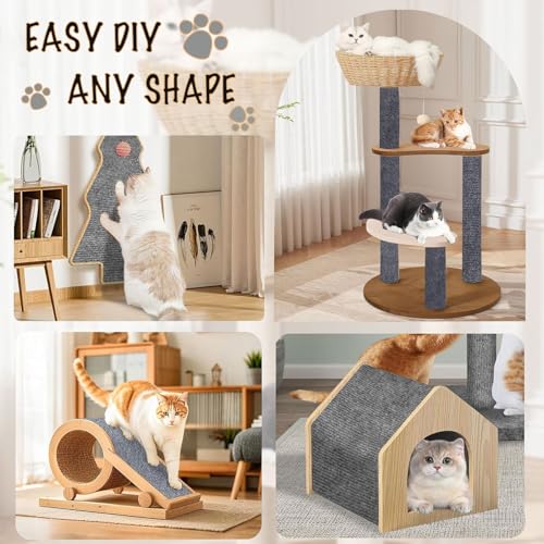 Self-Adhesive Cat Scratching Mat, Durable Couch Protector from Cat Claws - color: Dark Grey, size: 78.7"X15.8"