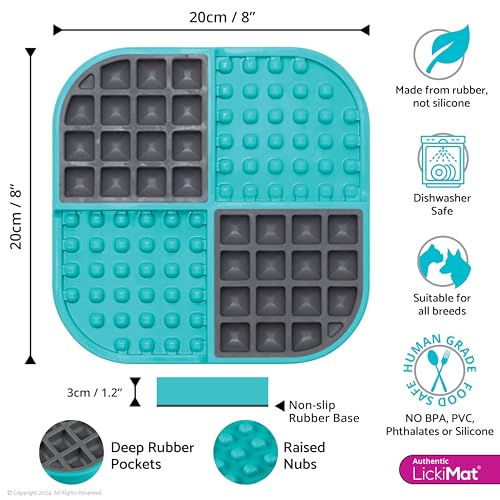 Lickimat Slomo, Dog Slow Feeding Lick Mat, Boredom Anxiety Reducer, Turquoise - color: Turquoise