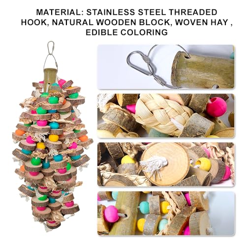 Large Bird Toys for Parrots Toys Natural Colored Wooden Chew Accessories for Macaws, Cockatoos, African Grey, and Amazon Parrots - color: Natural Wood Tone