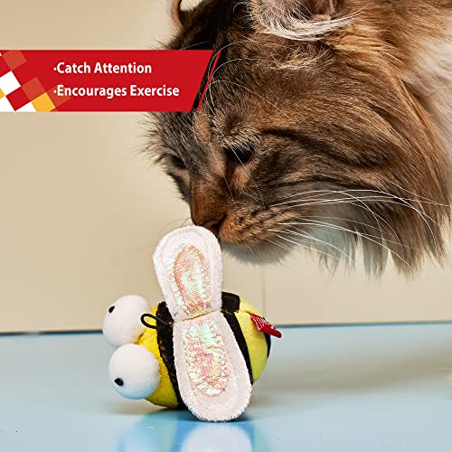 Gigwi Chirpy Bee Sound Toy for Cats, Interactive Squeaking Cat Toys Melody Chaser Play and Squeak Kitten Toy for Boredom - color: Bee