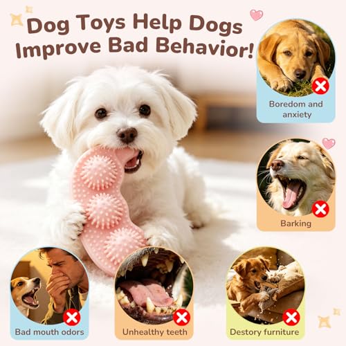 5 Pack Puppy Chew Toys for Small Dogs,Puppy Teething Toys for Small Puppies,Soft Rubber Dog Toys for Small Breed Interactive Chew Toys to Keep Them Busy (Pink) - color: Pink