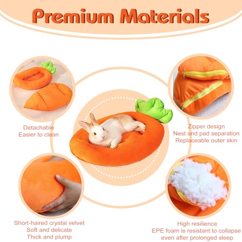 Rabbit Bed Warm Small Dog Cat Sleeping Carrot Banana Beds Bunny Bed Guinea Pig Hideout Bed Thick Soft with Removable Mat,Machine Washable Guinea Pig Cushion (Carrot（18.5 * 11.02 * 3.94）) - color: Carrot（18.5*11.02*3.94）
