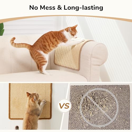 FUKUMARU 2 Packs Cat Scratching Mat, 19.6 x 11.8 Inch Cat Scratcher Pad - color: Beige-2 Packs 19.6 x 11.8 Inch