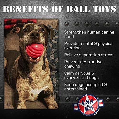 SodaPup USA-K9 Stars & Stripes – Durable Dog Ball Toy & Chew Toy Made in USA from Non-Toxic, Pet-Safe, Food Safe Natural Rubber for Bonding, Mental & Physical Exercise, Problem Chewing, Calming & More - color: Stars & Stripes Red, size: Large