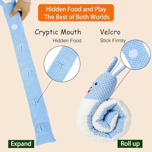 Plush Dog Toys, Long Foldable Squeaky Chew Pet Toys (White Rabbit) - color: Blue Rabbit