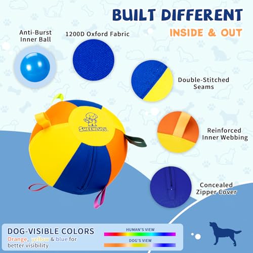 Small Herding Ball for Dogs, 9.8" Dog Soccer Ball with Straps - size: 10"