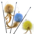 Cat Toys - Rainbow Wand, Feather Flips Plush Ball, Interactive Feather Teaser for Kitten Exercise - 3 Pack - color: pack3