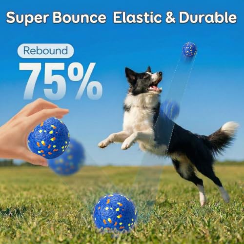 E-TPU Dog Balls, Tough High-Bounce Floating Fetch Toys, 2 Sizes - color: Blue & Yellow (4-Pack), size: Medium (3" diameter)