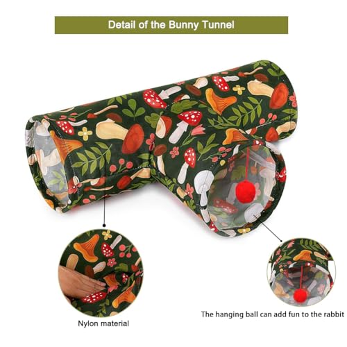 3 Way Washable Rabbit Hideout Toys, Guinea Pig Tunnels & Tubes - color: Mushroom