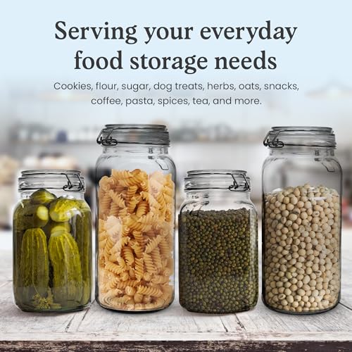 Marbelous Set of 3 Glass Mason Jar with Airtight Lid 50 Ounces | Glass Storage Container for Food, Flour, Pasta, Coffee, Candy, Dog Treats, Snacks - size: 50 oz 3 Pack