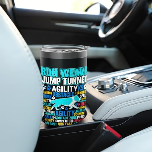 Run Weave Jump Tunnel Dog Agility Stainless Steel Insulated Tumbler - color: Black
